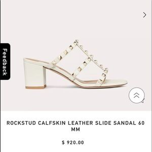 ROCKSTUD CALFSKIN LEATHER SLIDE SANDAL 60 MM Size 38 / US size 8